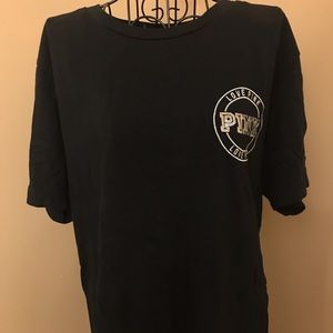 Black embroidered and sequins PINK T-shirt